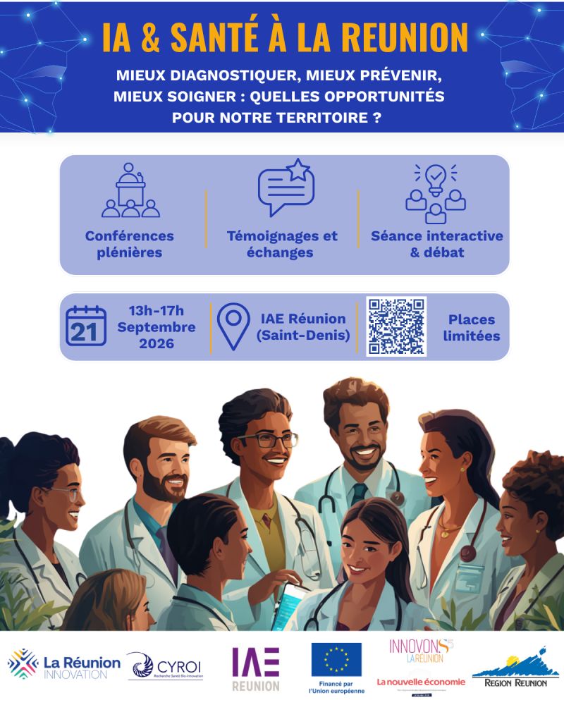 Affiche de l'événement IA & Santé à La Réunion, le 21 septembre 2026 à l'IAE Réunion